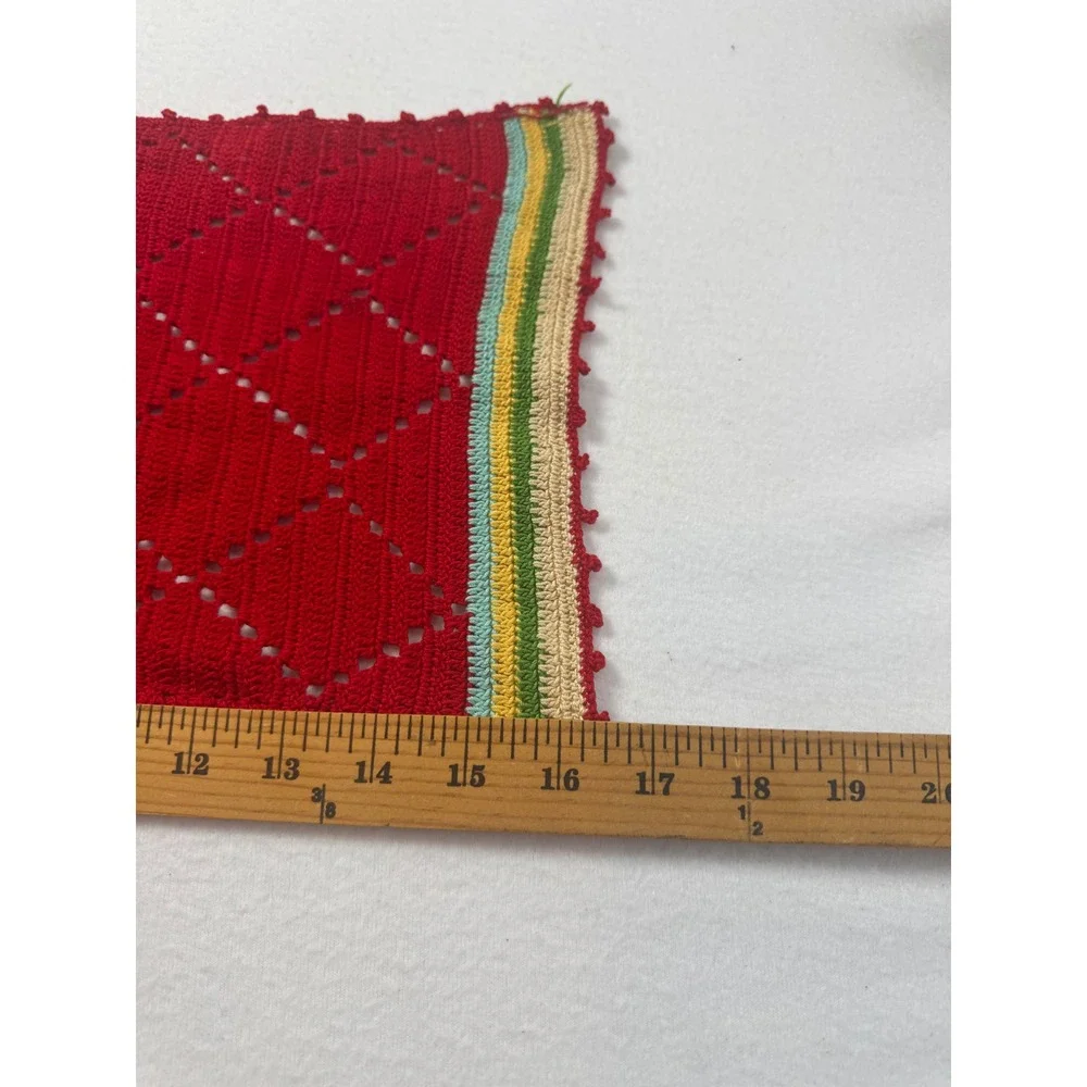 Vintage Cottagecore Handmade Crochet Set 4 Placemats Diamond Pointelle Retro
